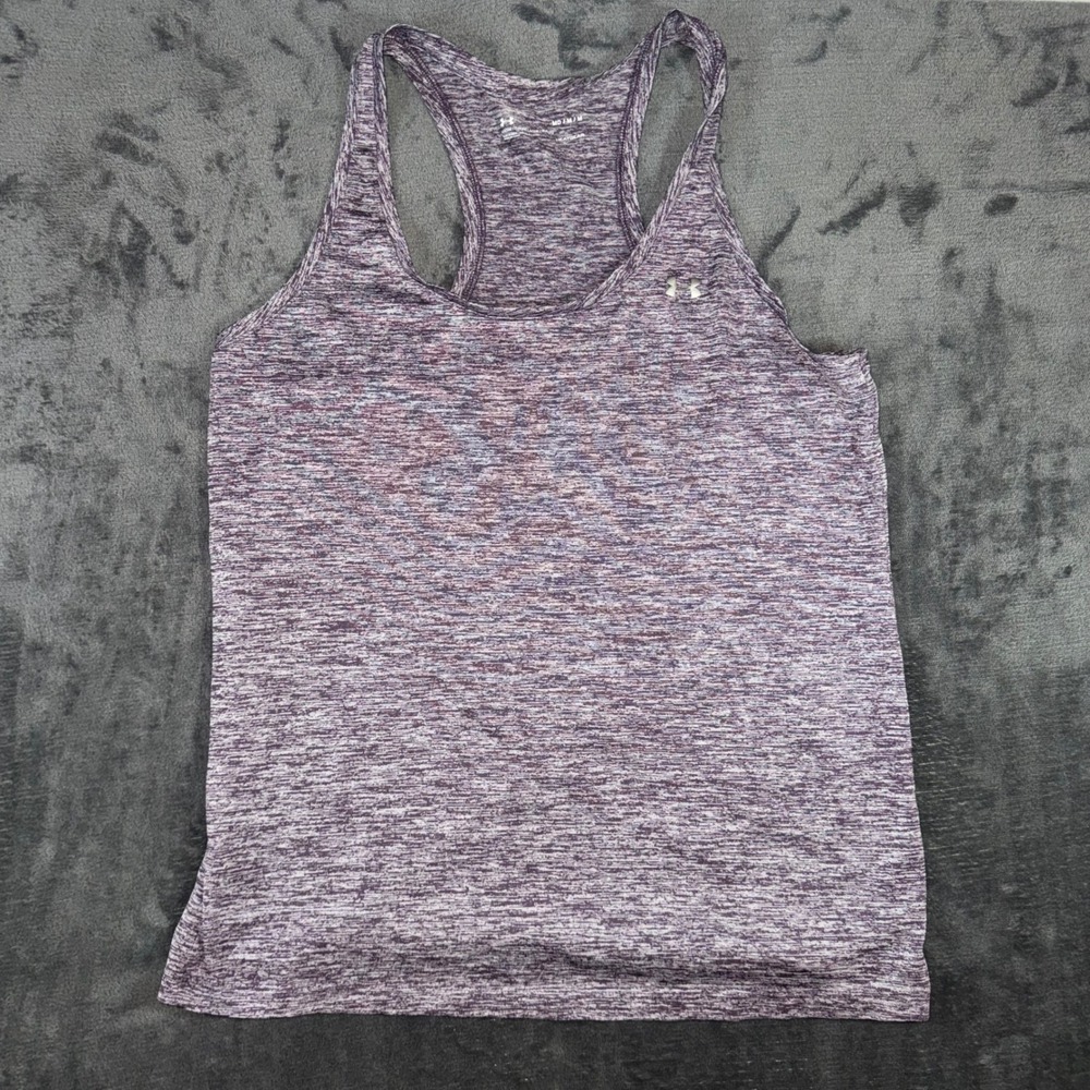 Women Medium Under Armour Tank Top Purple Excellent HeatGear Racerback Space Dye